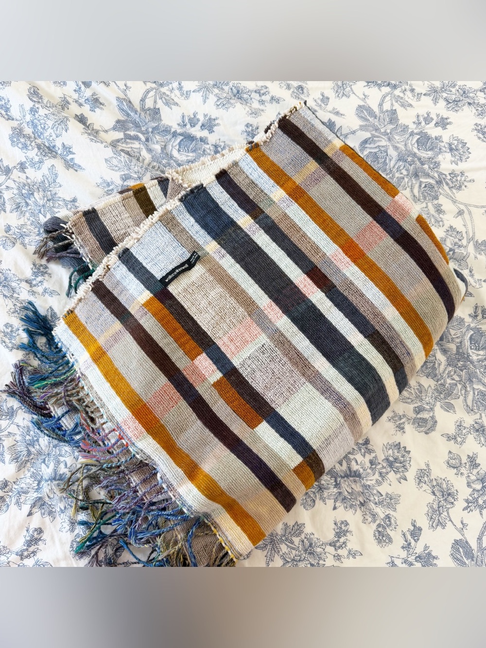 Wallace & Sewell Blanket Made in England Wool Blend Fringe Plaid